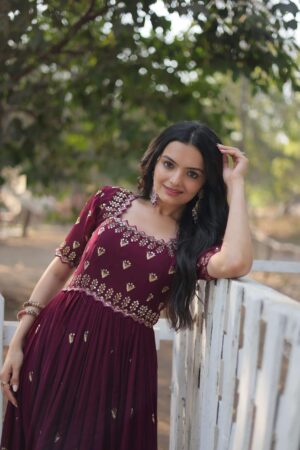 Faux Blooming with Embroidery Zari Sequins-work