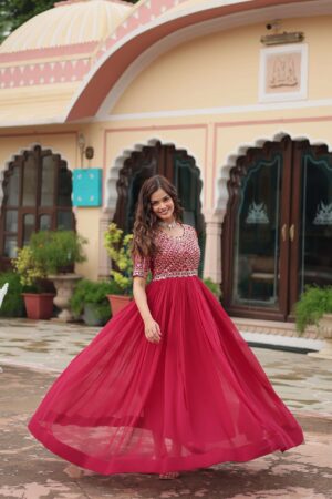 Faux Blooming with Embroidery Zari Sequins-work