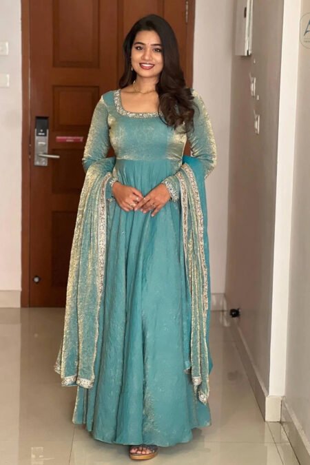 PARTY WEAR STYLE HEAVY FENDY SILK BASE EMBROIDERY SEQUENCE WORK GOWN