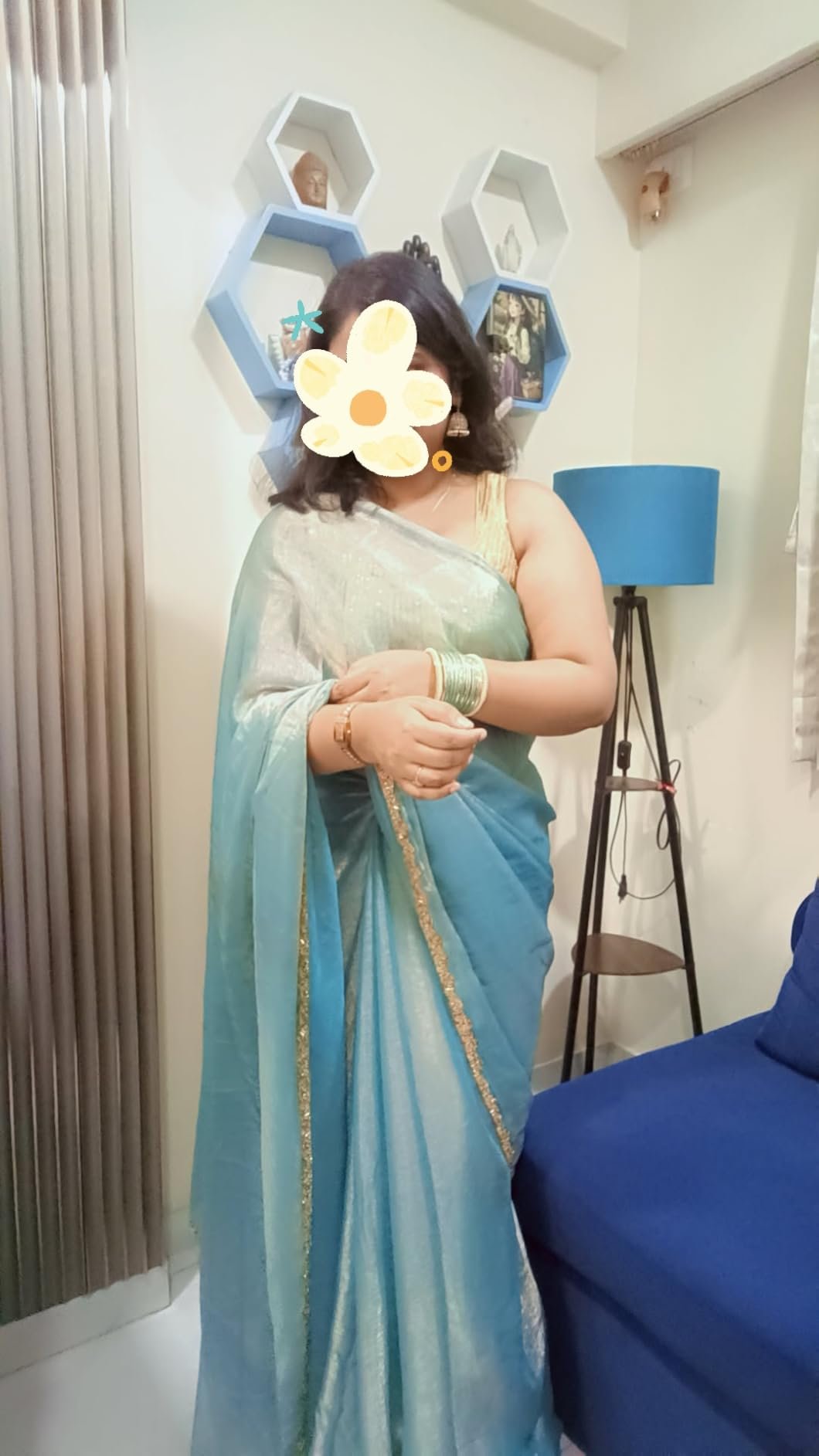 Suvarna wearing the Saree