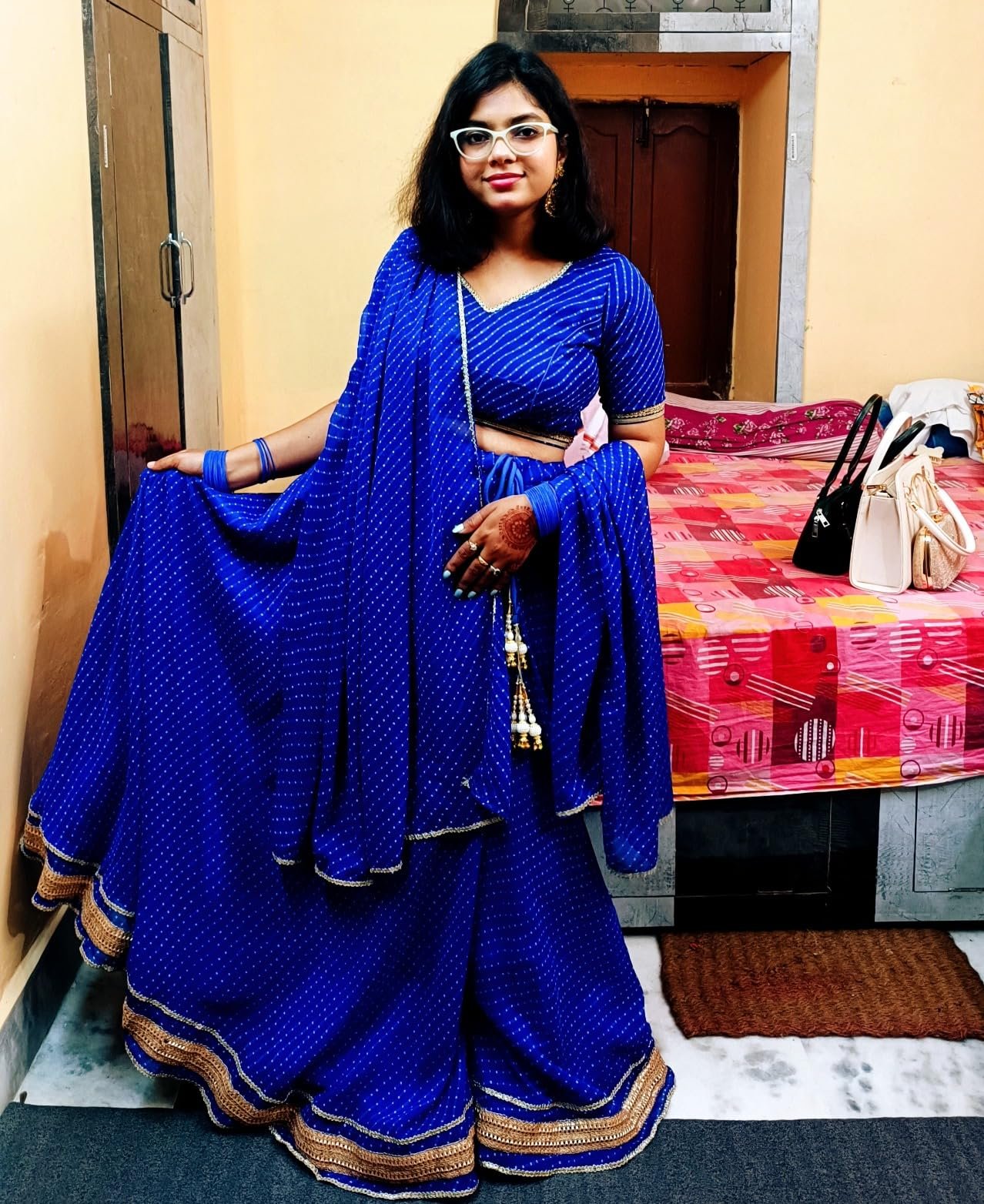 Kavita wearing the Lehenga