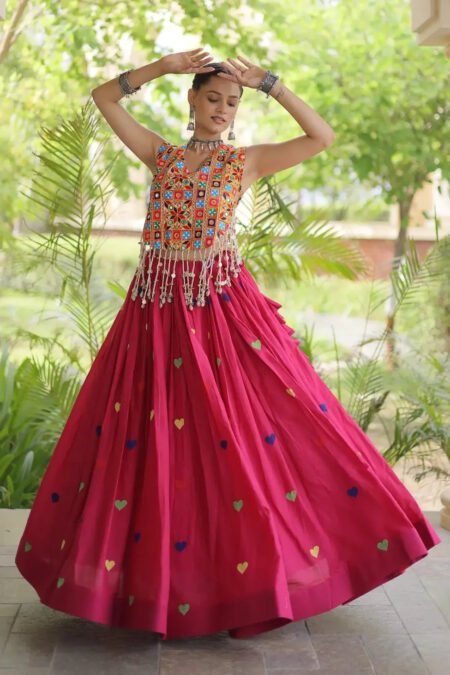 Cora Cotton Navratri Lehenga Choli | Gamthi & Heart Embroidery