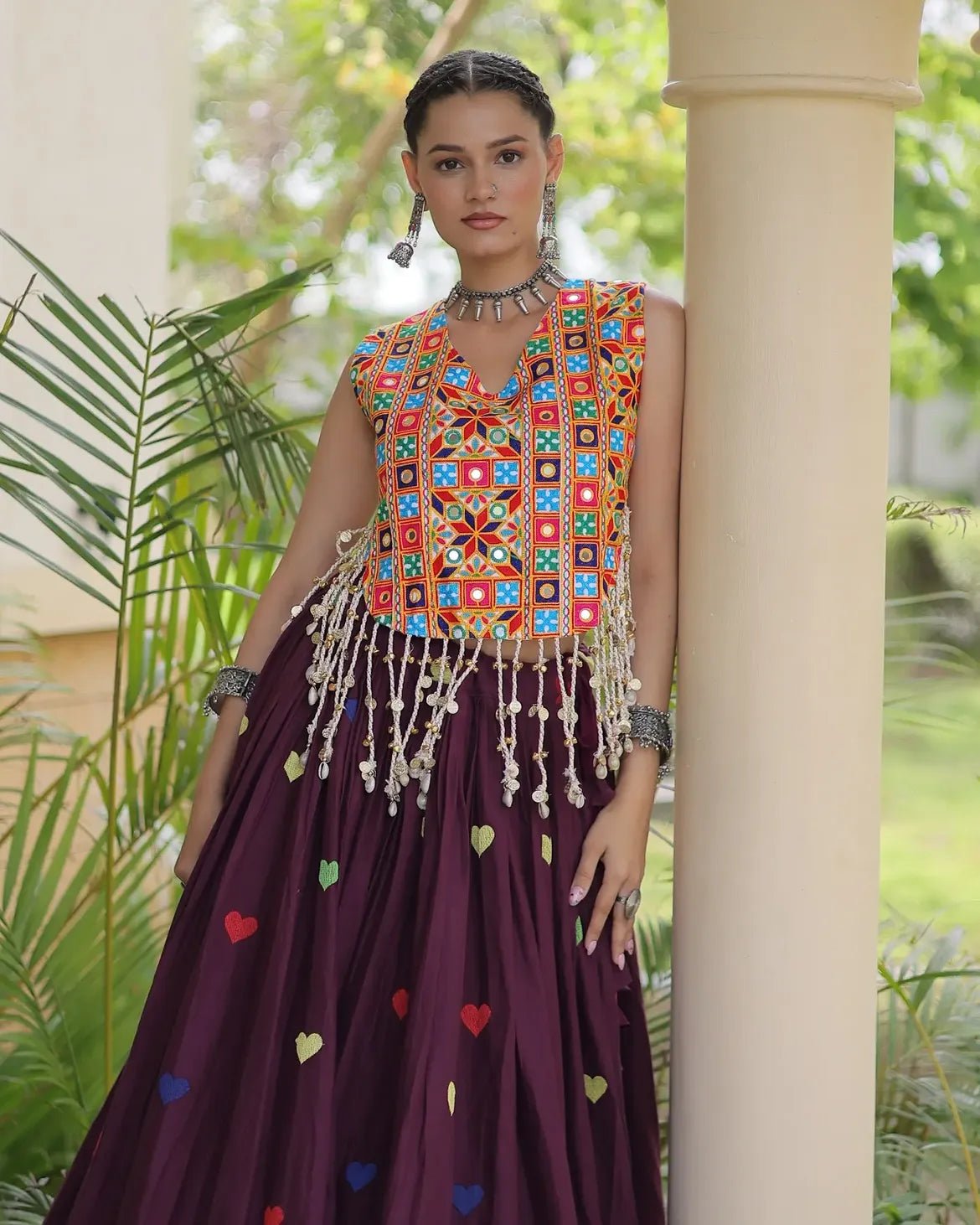 Cora Cotton Navratri Lehenga Choli | Gamthi & Heart Embroidery - Image 6
