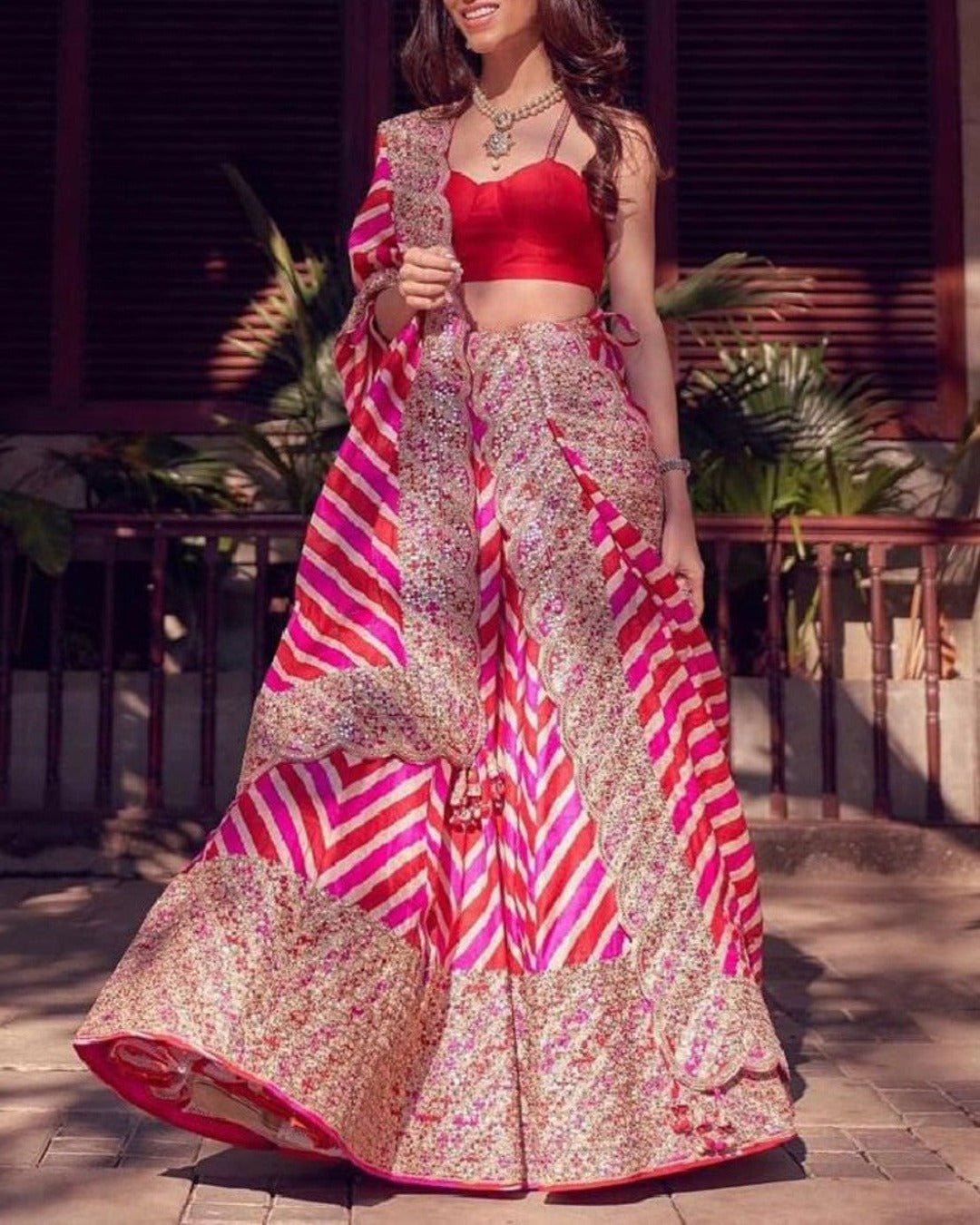 PINK COLORED SEQUENCE EMBROIDERY WORK DESIGNER LEHENGA CHOLI - Image 4
