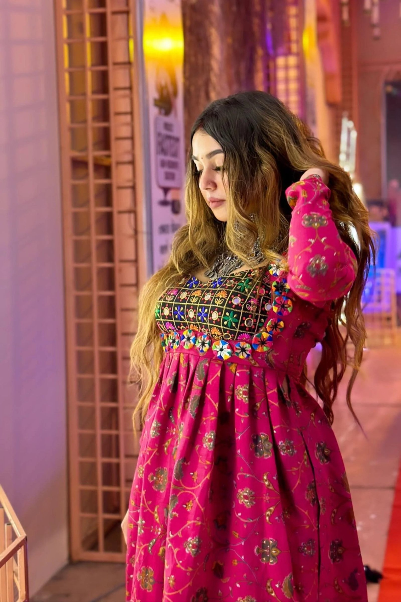 RUBY PINK DESIGNER RAYON NAVRATRI KURTI