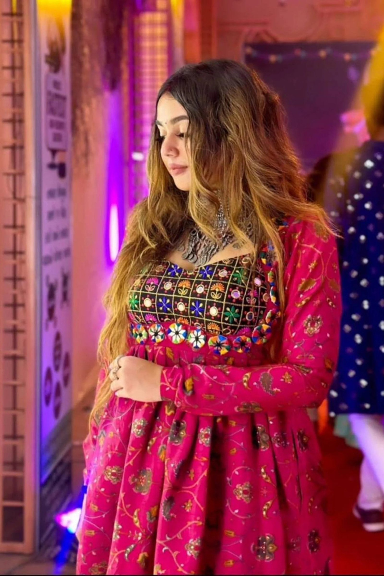RUBY PINK DESIGNER RAYON NAVRATRI KURTI - Image 2