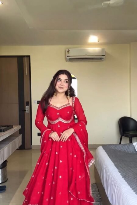 PREMIUM FAUX GEORGETTE ANARKALI WITH THREAD & SEQUENCE WORK
