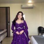 PREMIUM FAUX GEORGETTE PURPLE ANARKALI WITH THREAD & SEQUENCE WORK