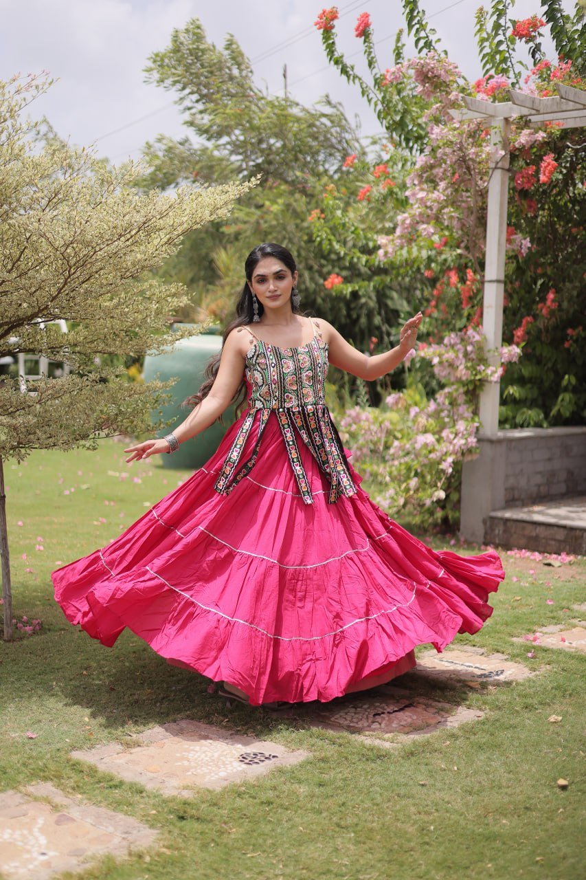 Women's Kora Cotton Ready to Wear Navratri Lehenga Choli with Kutchi Patchwork Blouse | 12 Meter Huge Flair Garba Chaniya Choli (Fully Stitched) - Image 20