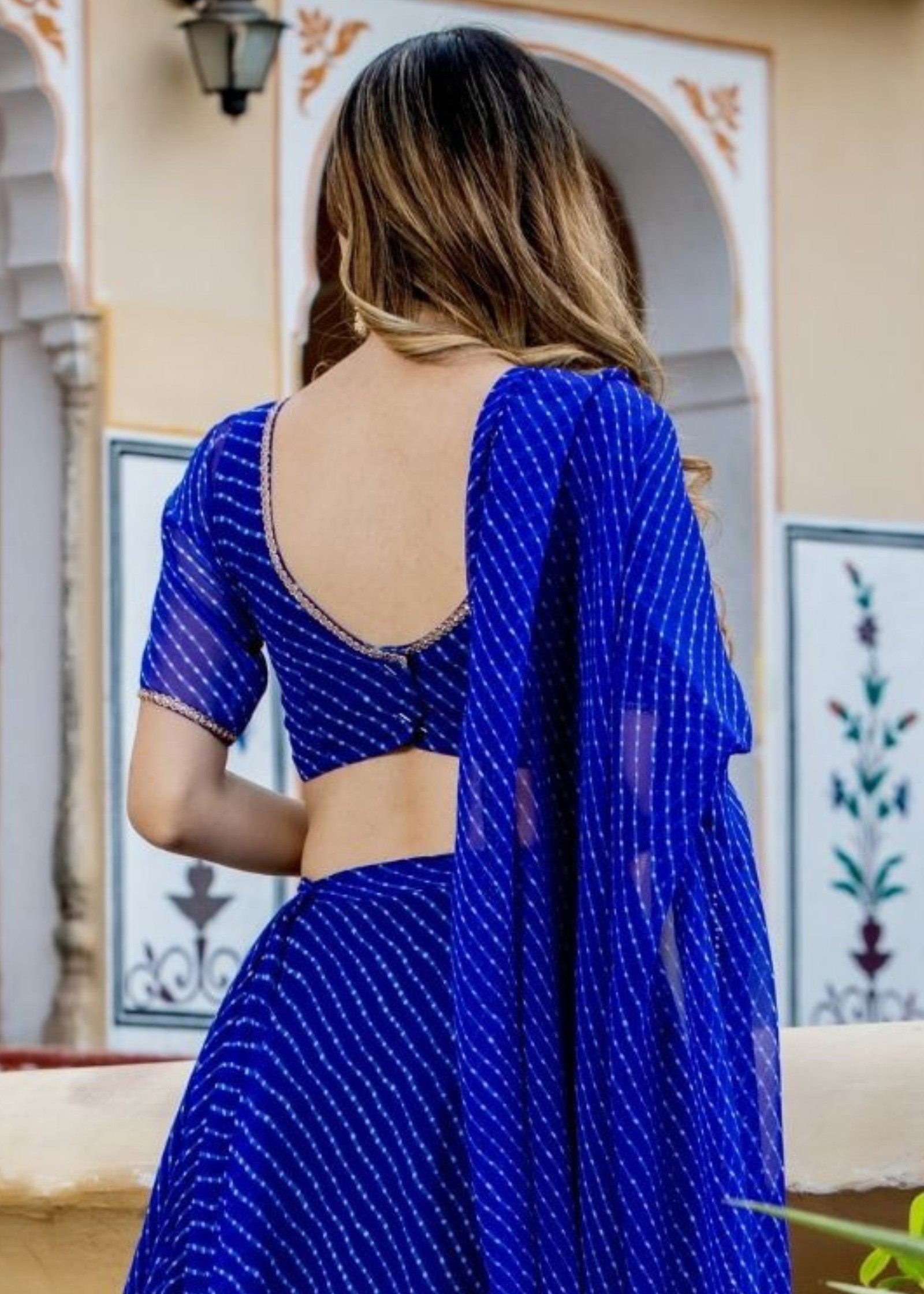 Royal Blue Georgette Lehenga Choli with Golden Lace Border & Dupatta 5 5 4b8f1379 fabd 4206 ad16 d106df76a7f2