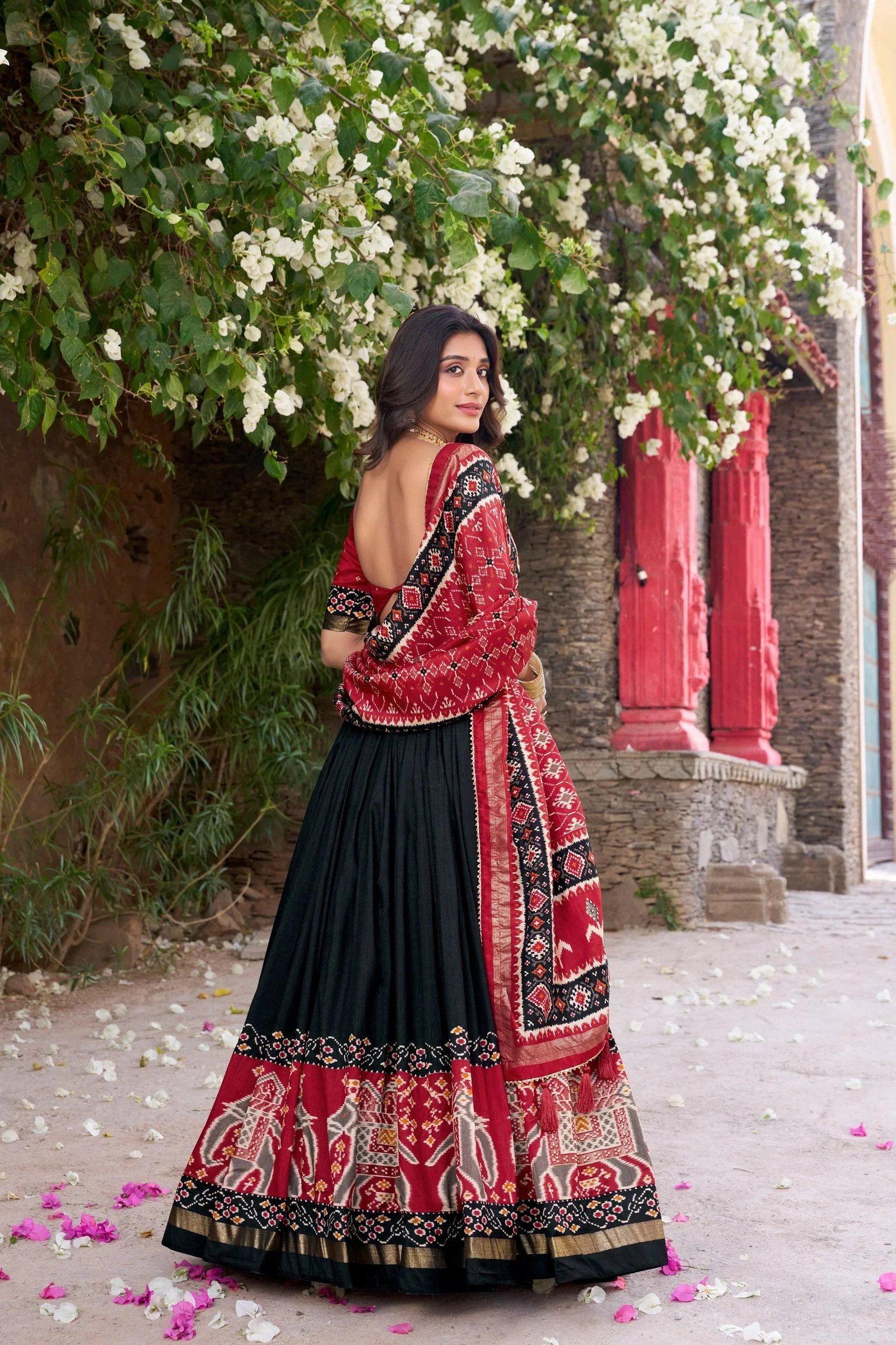 Tussar Silk Floral Print Lehenga Choli with Foil Work & Gotta Patti Dupatta 8 6064475577387173411