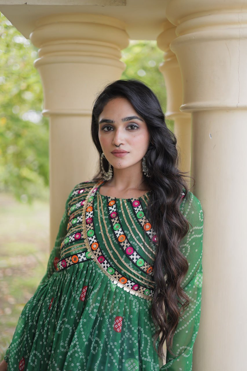 Navratri Bandhani Kutchi Patchwork Kurti in Faux Georgette 14 6106942152429473850 jpg