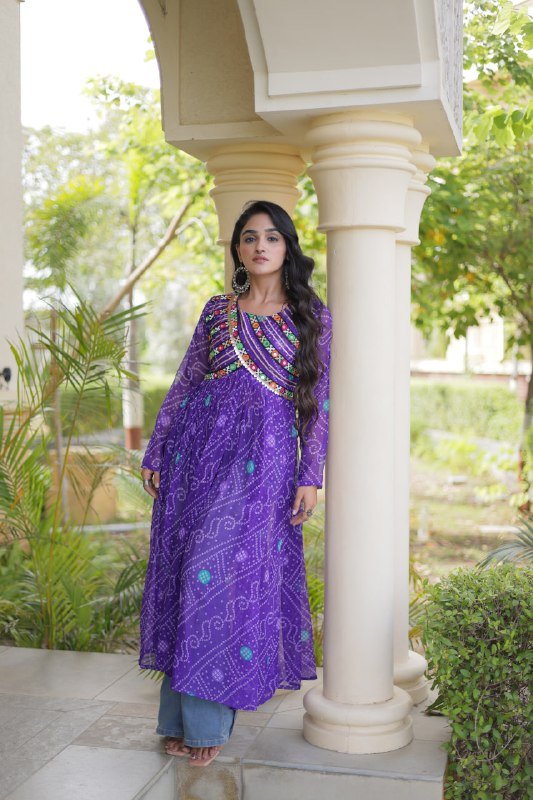 Navratri Bandhani Kutchi Patchwork Kurti in Faux Georgette 7 6106942152429473875 jpg