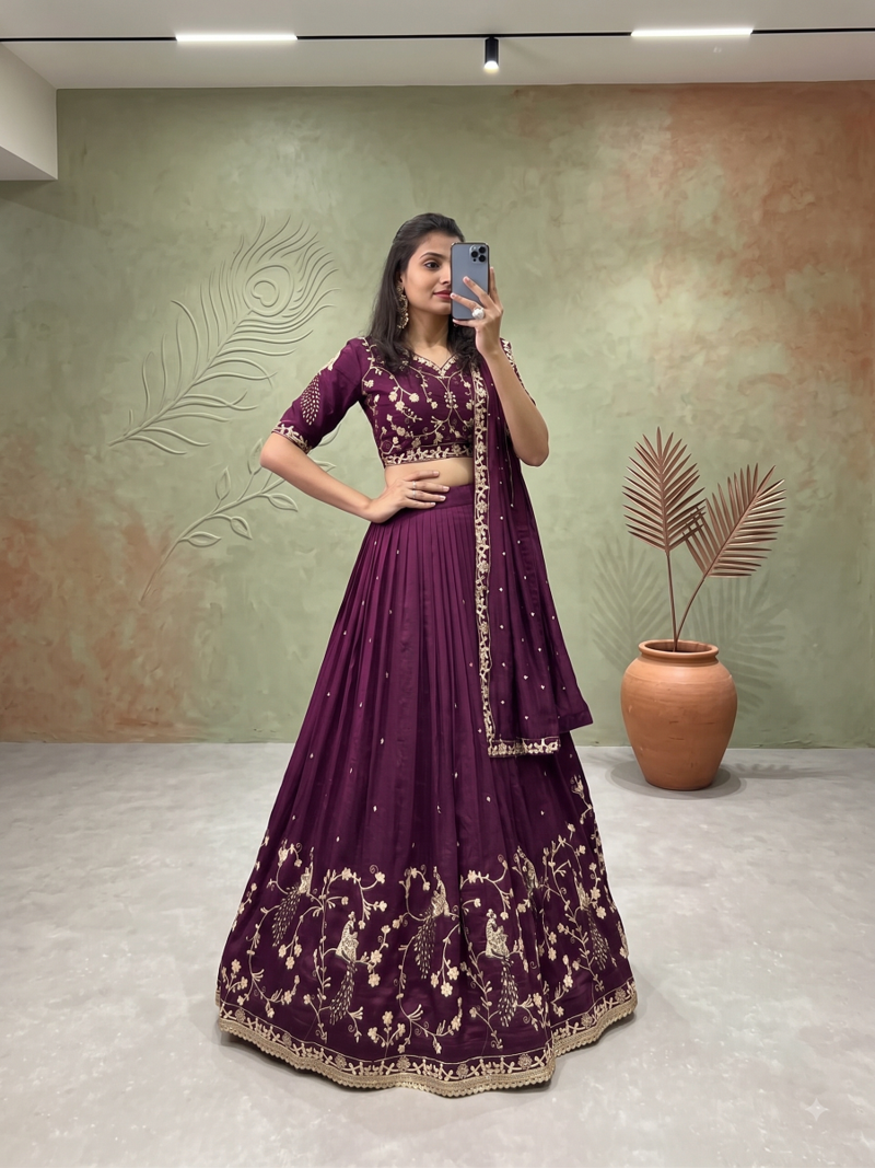 Embroidered Sequence Vichitra Silk Lehenga Choli with Dupatta | Designer Lehenga 1 Gemini Generated Image 2sp1qt2sp1qt2sp1 zoom