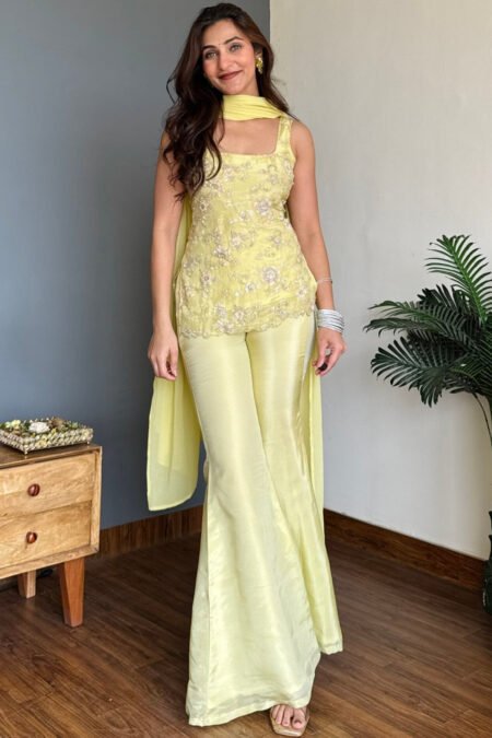 Faux Georgette Embroidered Sharara Suit with Dupatta