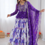 Digital Print Faux Georgette Lehenga Choli with Koti & Dupatta