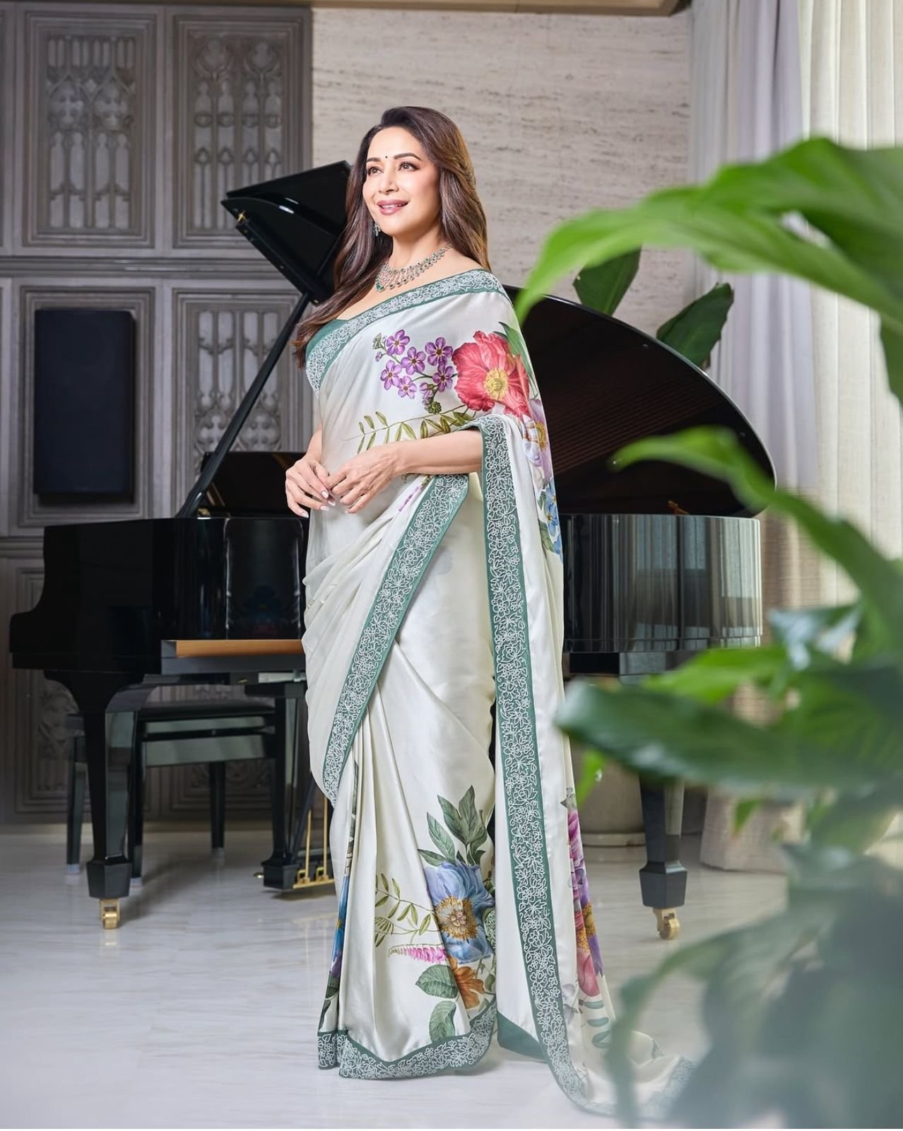 Madhuri White Satin Silk Floral Digital Print Saree with Embroidered Lace Border 1 WhatsAppImage2025 04 09at17.47.46