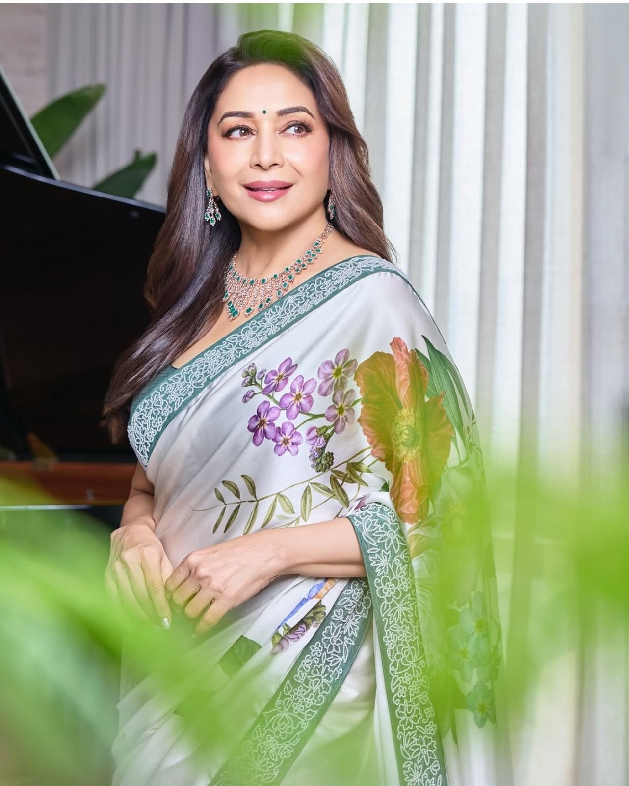 Madhuri White Satin Silk Floral Digital Print Saree with Embroidered Lace Border 3 WhatsAppImage2025 04 09at17.47.47 2