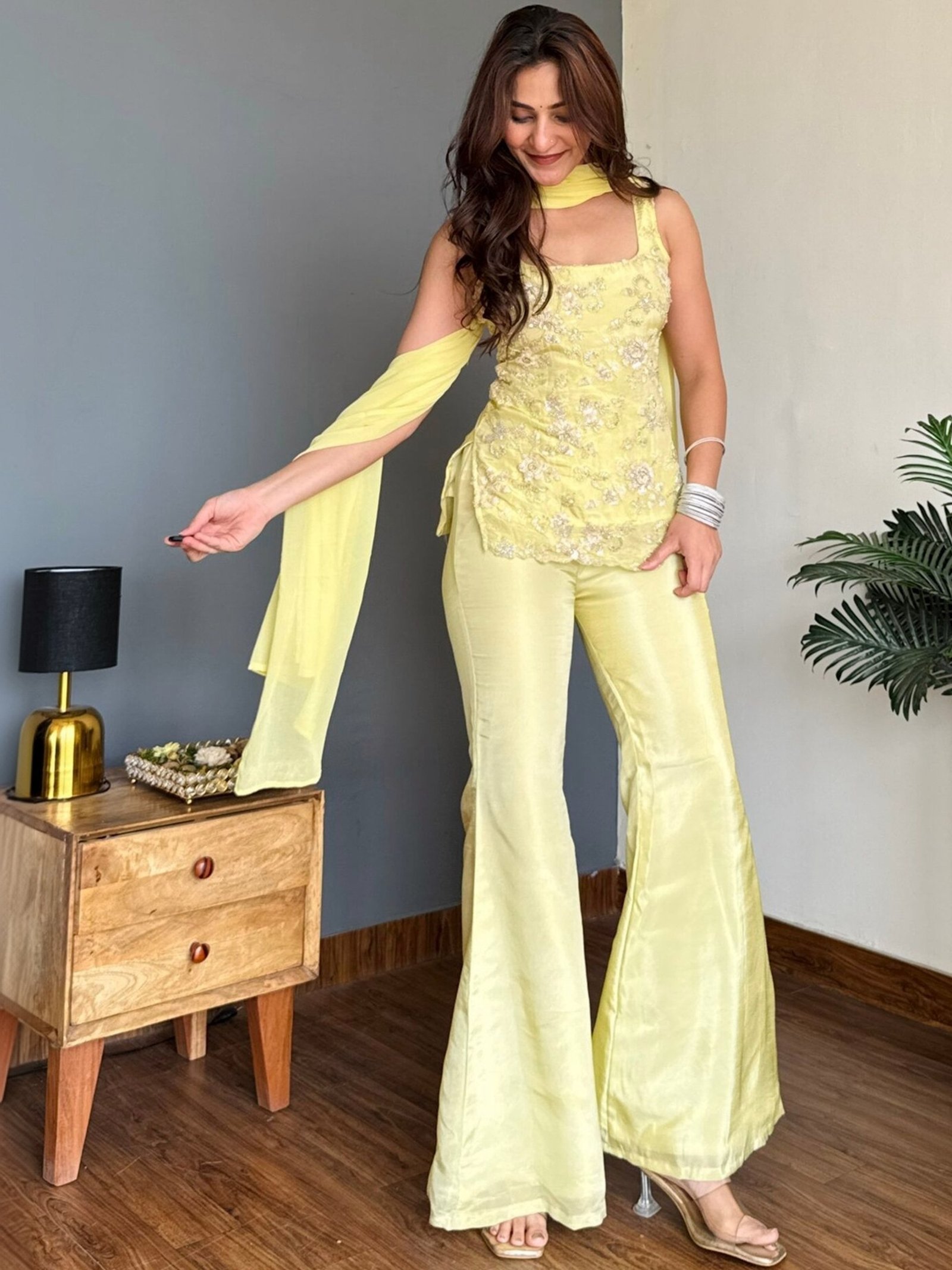 Yellow Floral Embroidered Faux Georgette Kurta Palazzo Suit Set with Dupatta 8 ebdw8k7rtqsj1nrsrwzr