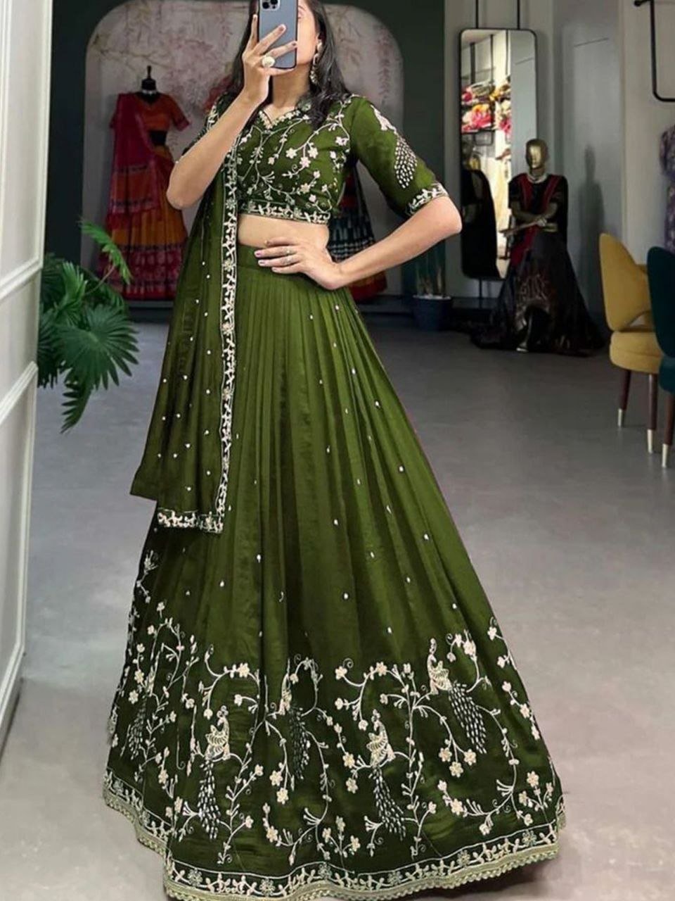 Embroidered Sequence Vichitra Silk Lehenga Choli with Dupatta | Designer Lehenga 6 photo 2026 09 07 17 18 09