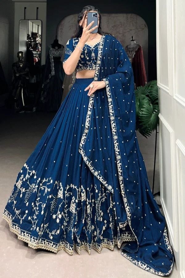 Embroidered Sequence Vichitra Silk Lehenga Choli with Dupatta | Designer Lehenga 9 photo 2026 09 07 17 18 20