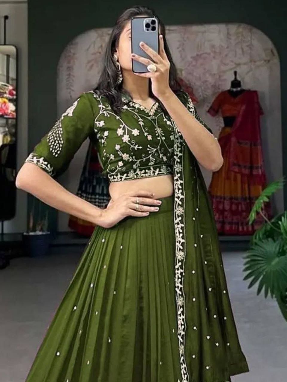 Embroidered Sequence Vichitra Silk Lehenga Choli with Dupatta | Designer Lehenga 8 photo 2026 09 07 17 18 30