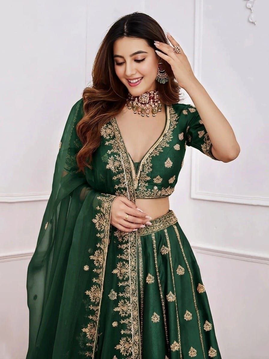 Embroidered Sequence Malai Satin Lehenga Choli with Organza Dupatta 5 photo 2026 09 07 17 59 09 2