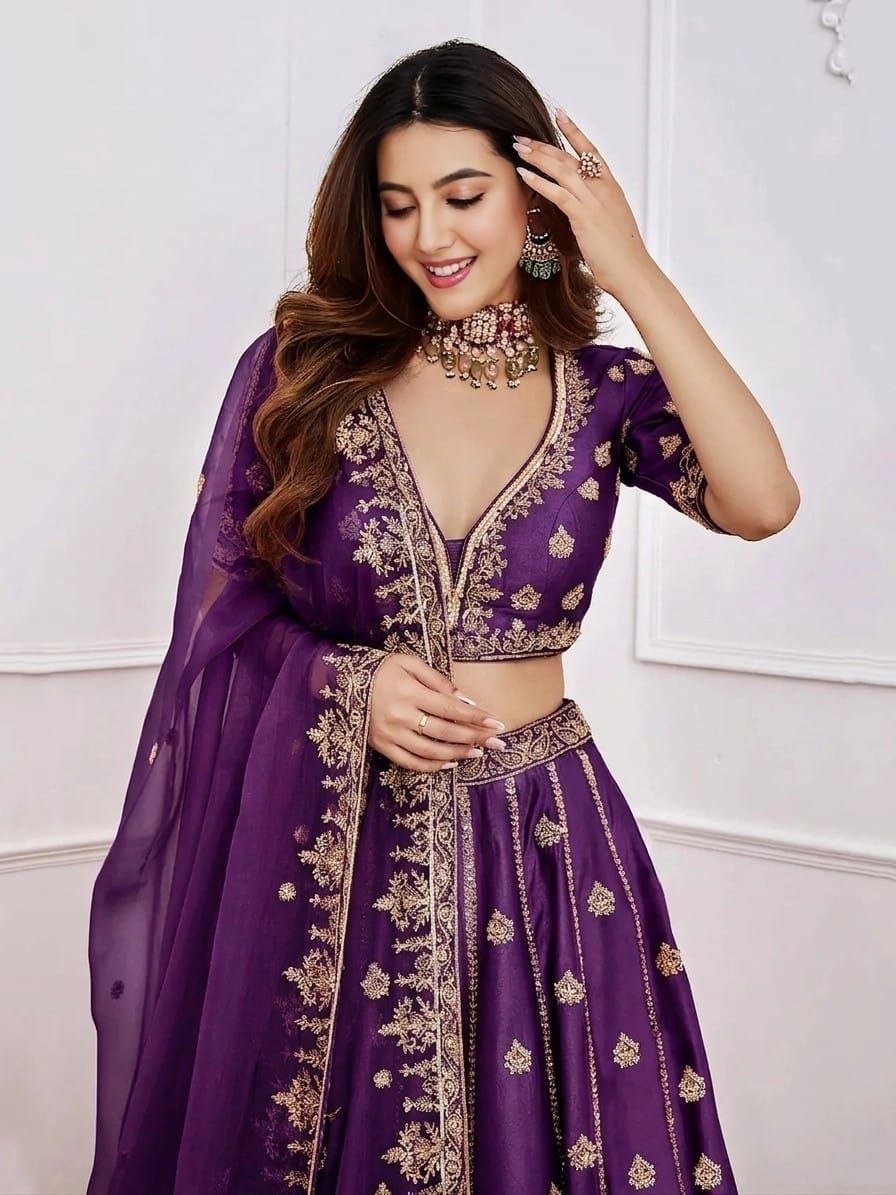 Embroidered Sequence Malai Satin Lehenga Choli with Organza Dupatta 8 photo 2026 09 07 17 59 11 2