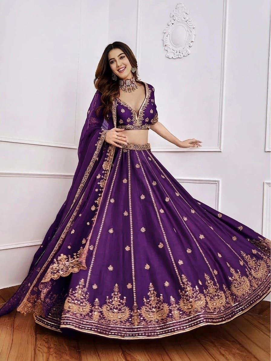 Embroidered Sequence Malai Satin Lehenga Choli with Organza Dupatta 7 photo 2026 09 07 17 59 12 2