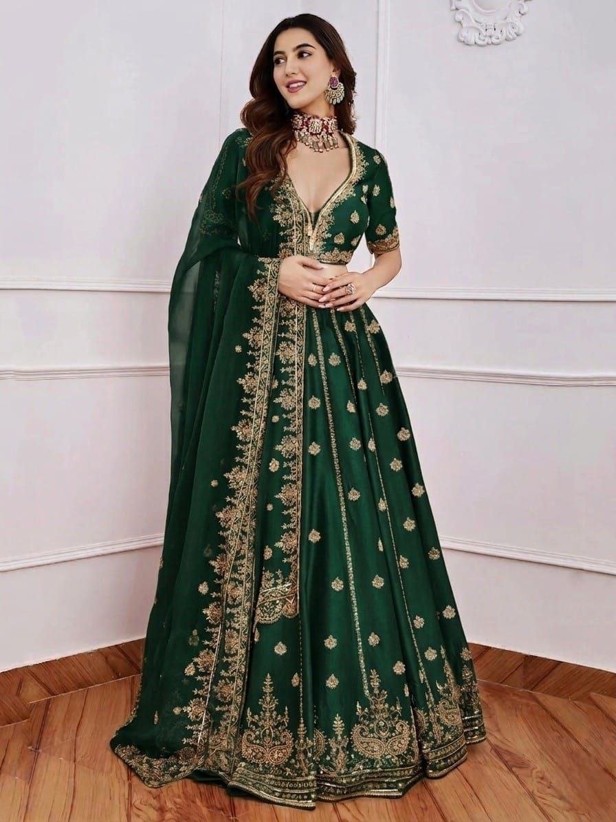 Embroidered Sequence Malai Satin Lehenga Choli with Organza Dupatta 3 photo 2026 09 07 17 59 15