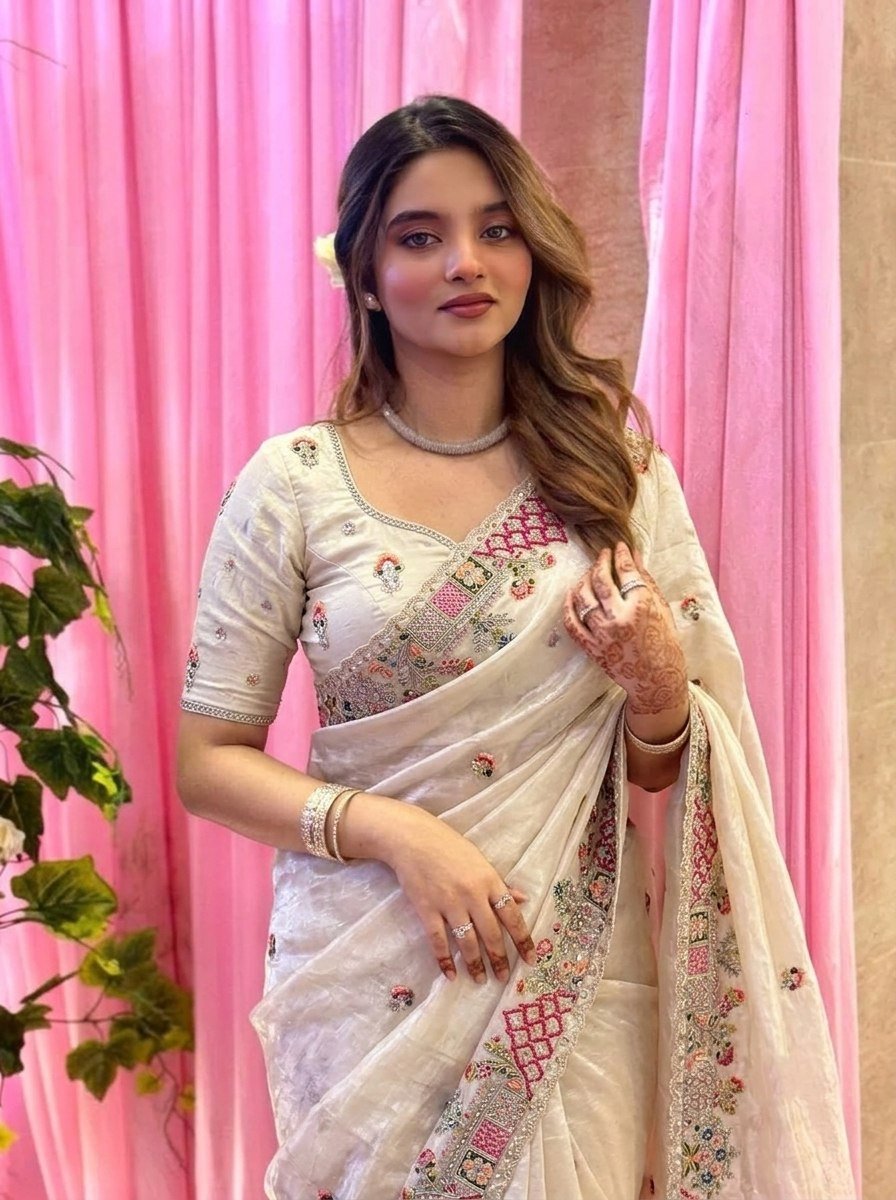 Designer Pure Soft Tissue Silk Saree with Heavy Embroidery & Cutwork Border 1 photo 2026 09 08 13 41 15