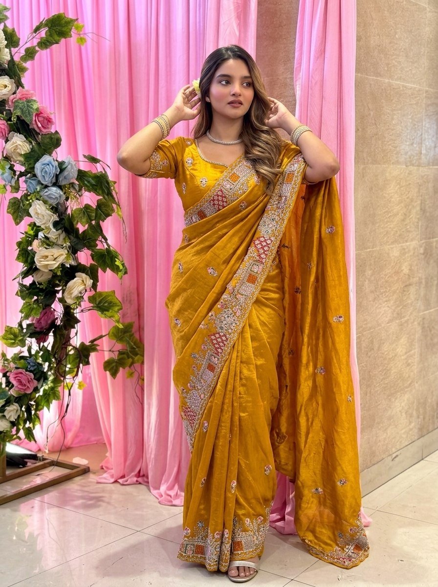 Designer Pure Soft Tissue Silk Saree with Heavy Embroidery & Cutwork Border 6 photo 2026 09 08 13 41 18