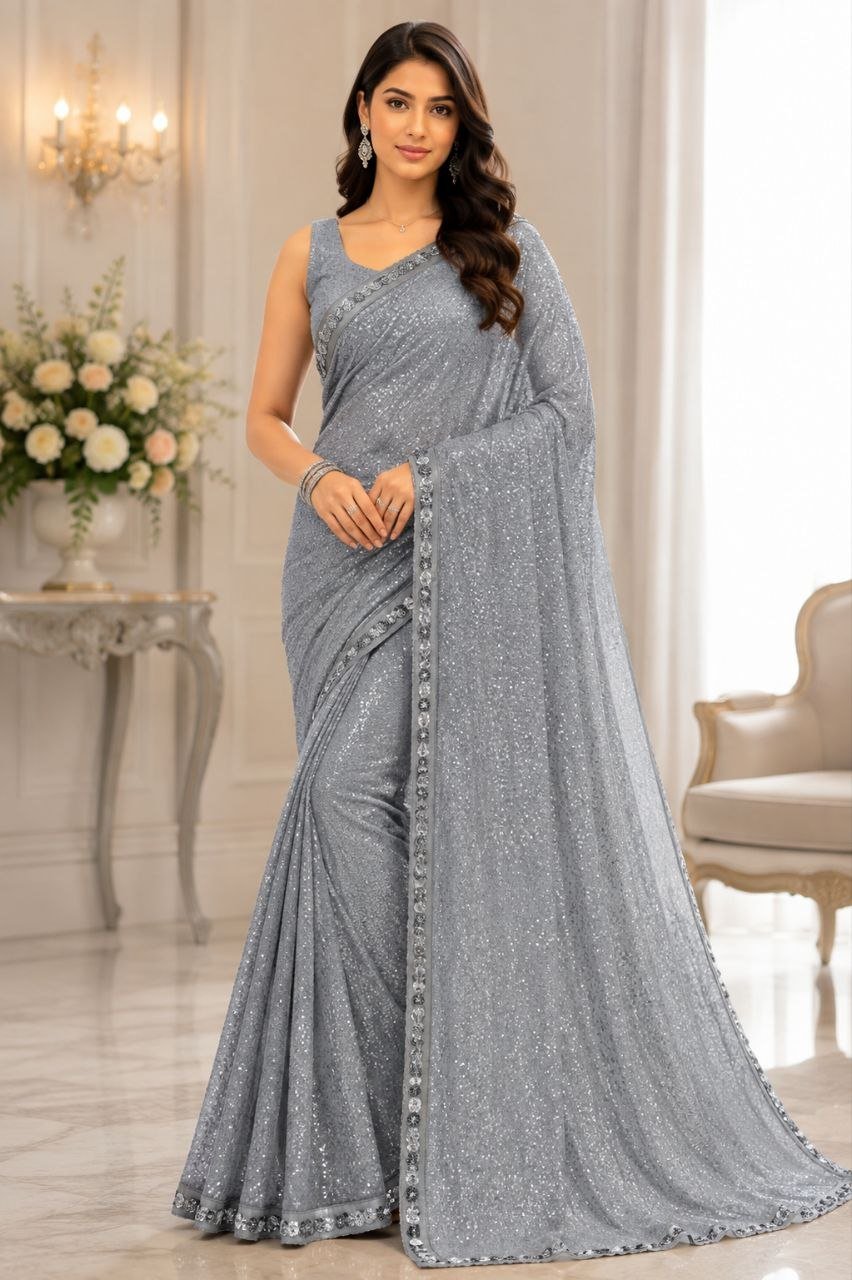 Bollywood Designer Sequins Faux Georgette Saree with 5MM & 3MM Sequence Work 7 photo 2026 09 08 14 52 09
