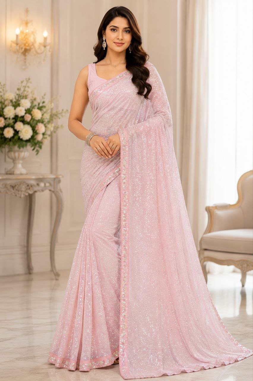 Bollywood Designer Sequins Faux Georgette Saree with 5MM & 3MM Sequence Work 5 photo 2026 09 08 14 52 11