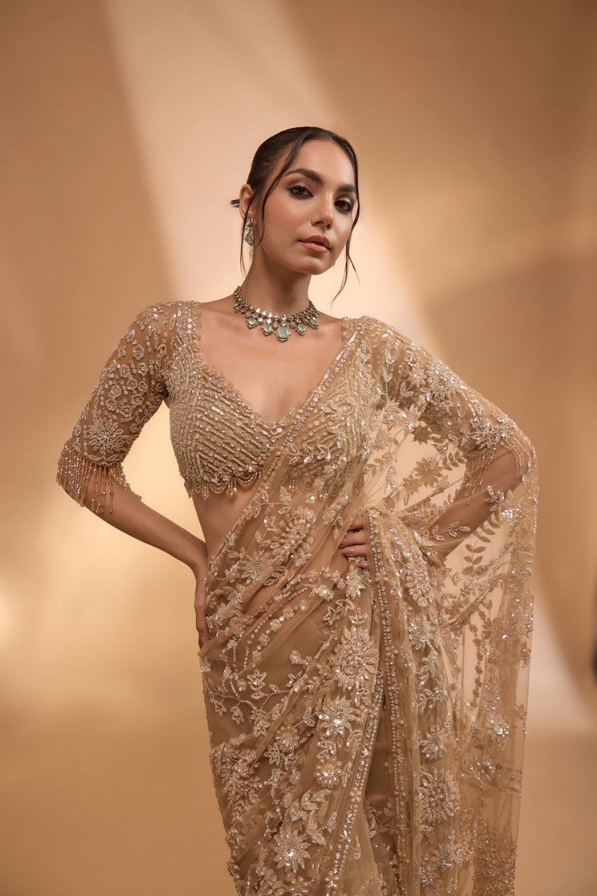 Bollywood Designer Heavy Sequins Embroidered Butterfly Net Saree with Zalar 11 photo 2026 09 08 15 03 17
