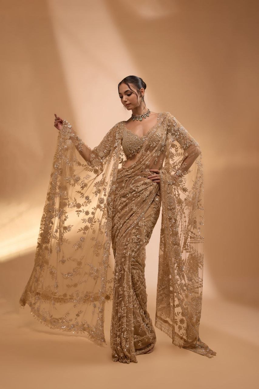 Bollywood Designer Heavy Sequins Embroidered Butterfly Net Saree with Zalar 10 photo 2026 09 08 15 03 18