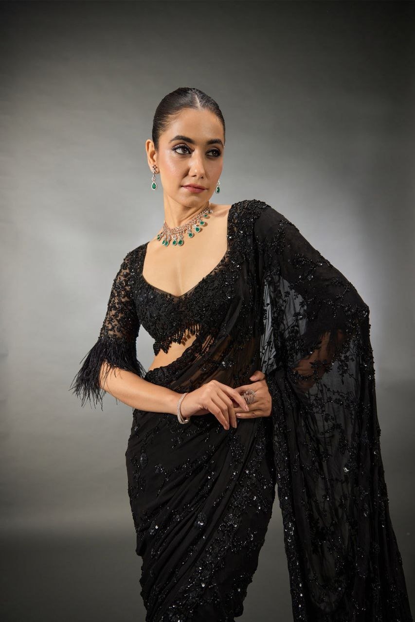 Bollywood Designer Heavy Sequins Embroidered Butterfly Net Saree with Zalar 7 photo 2026 09 08 15 09 47