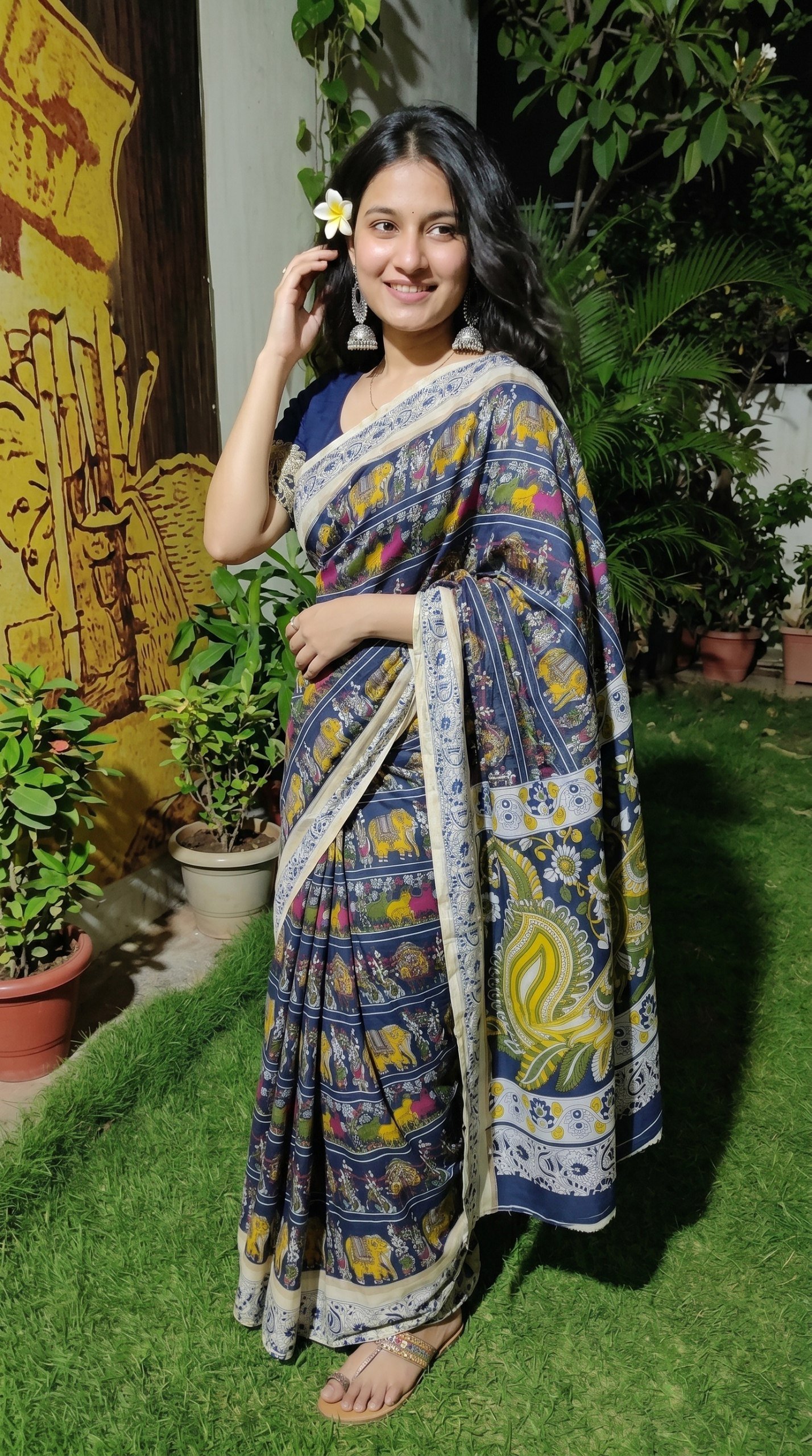 Designer Freehand Mull Mull Cotton Banarasi Pattu Saree with Printed Pallu & Blouse 15 Designer Freehand Mull Mull Cotton Banarasi Pattu Saree with Printed Pallu & Blouse