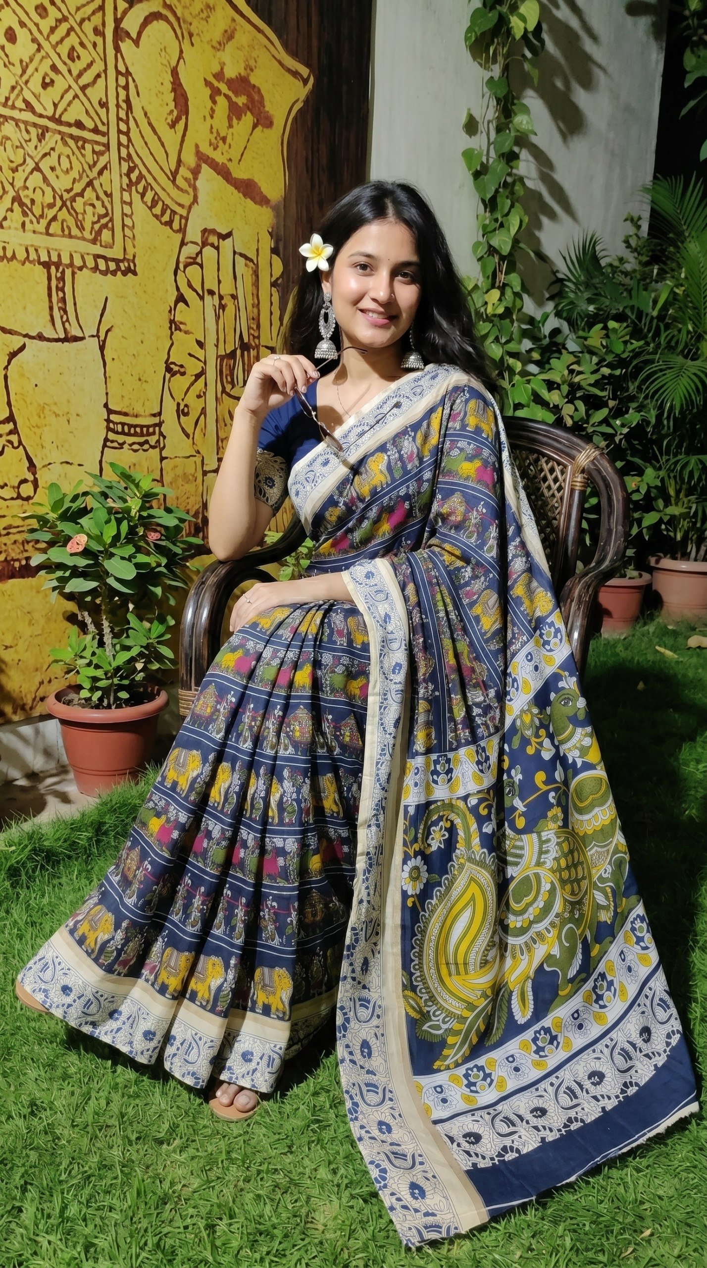 Designer Freehand Mull Mull Cotton Banarasi Pattu Saree with Printed Pallu & Blouse 14 Designer Freehand Mull Mull Cotton Banarasi Pattu Saree with Printed Pallu & Blouse