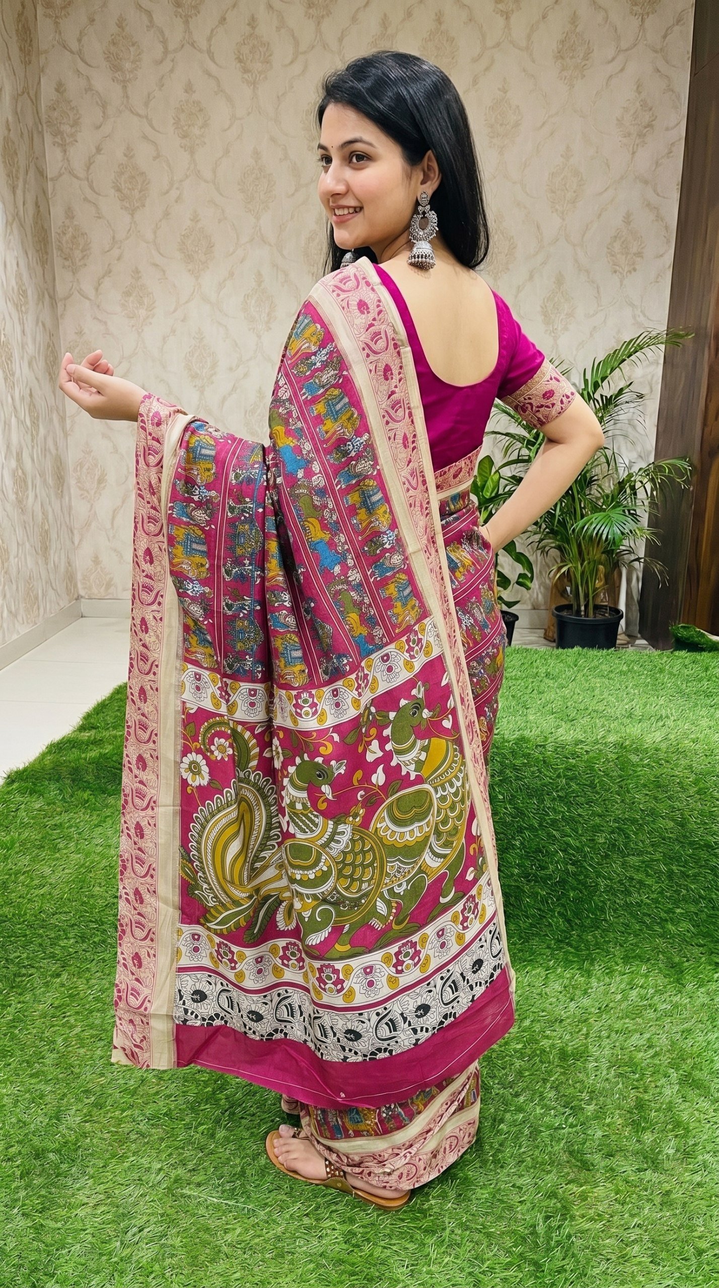 Designer Freehand Mull Mull Cotton Banarasi Pattu Saree with Printed Pallu & Blouse 12 Designer Freehand Mull Mull Cotton Banarasi Pattu Saree with Printed Pallu & Blouse
