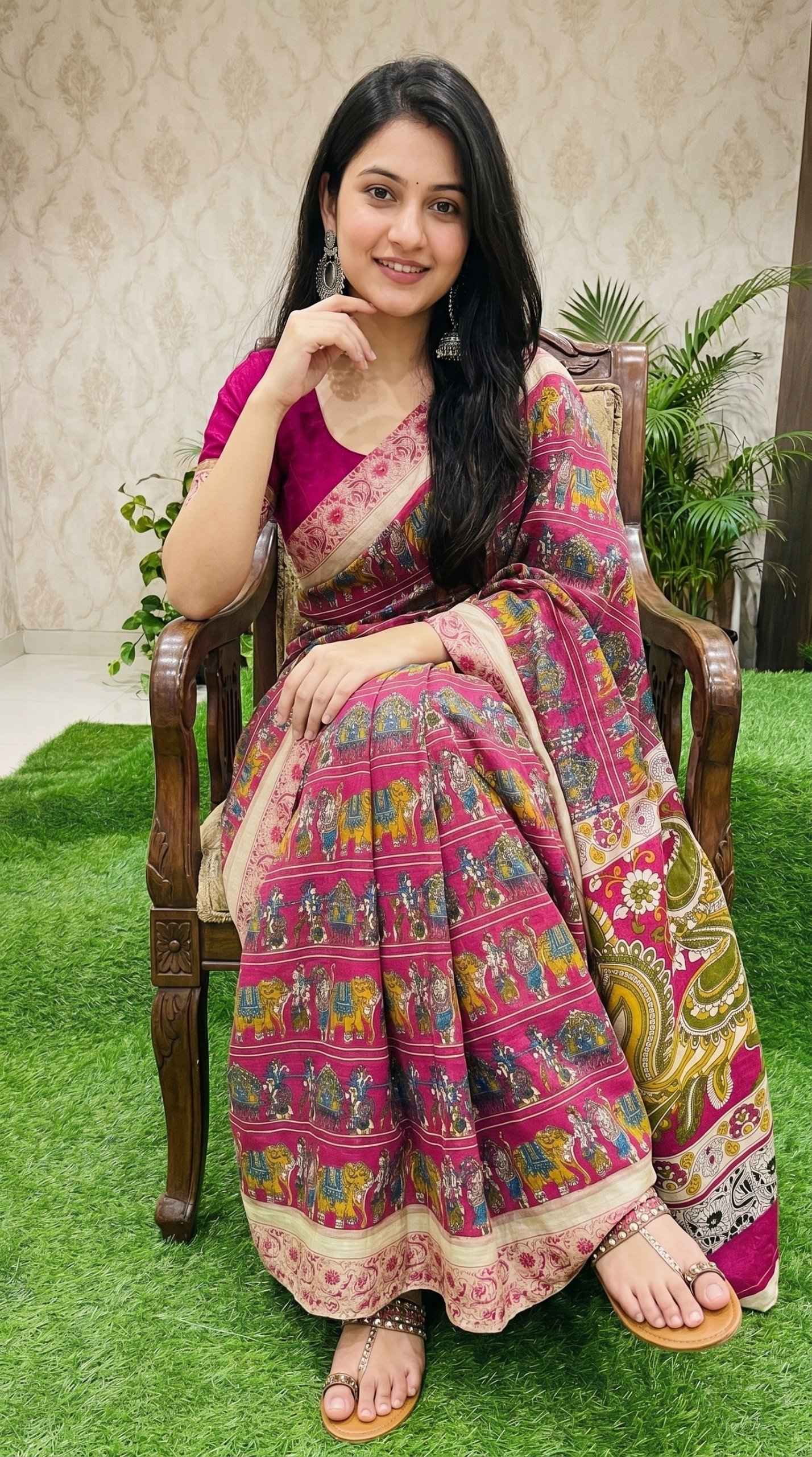 Designer Freehand Mull Mull Cotton Banarasi Pattu Saree with Printed Pallu & Blouse 10 Designer Freehand Mull Mull Cotton Banarasi Pattu Saree with Printed Pallu & Blouse