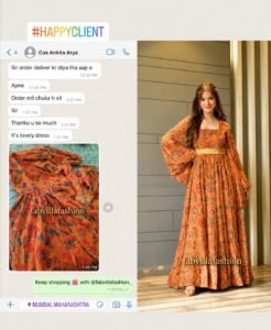 Happy Client in Orange Floral Dress Happy Client in Orange Floral Dress