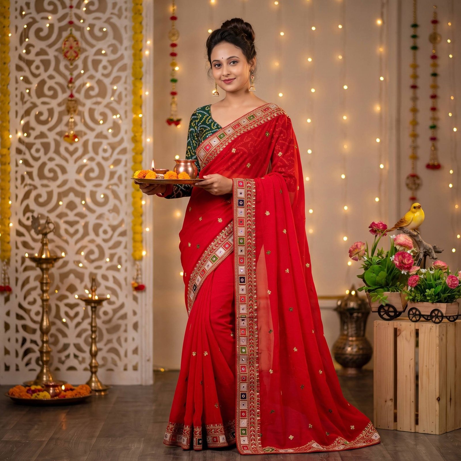 Red Soft Silk Art Silk Jacquard Border Saree with Rich Pallu & Running Blouse Specal for karva chauth 1 Red Soft Silk Art Silk Jacquard Border Saree with Rich Pallu & Running Blouse Specal for karva chauth