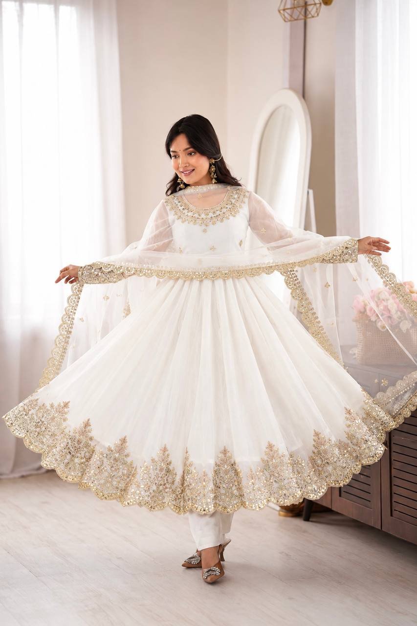 Karwa Chauth Special Designer Anarkali Gown Set with Heavy Sequin Embroidery & Net Dupatta 3 Karwa Chauth Special Designer Anarkali Gown Set with Heavy Sequin Embroidery & Net Dupatta