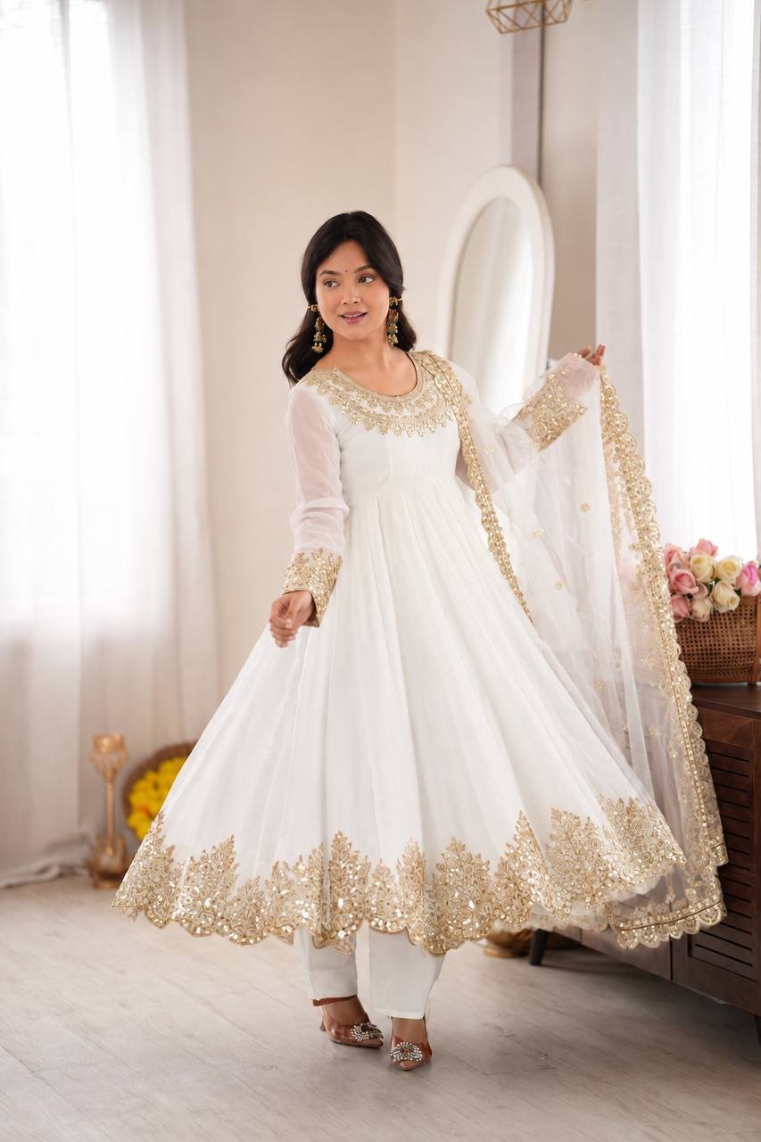 Karwa Chauth Special Designer Anarkali Gown Set with Heavy Sequin Embroidery & Net Dupatta 4 Karwa Chauth Special Designer Anarkali Gown Set with Heavy Sequin Embroidery & Net Dupatta
