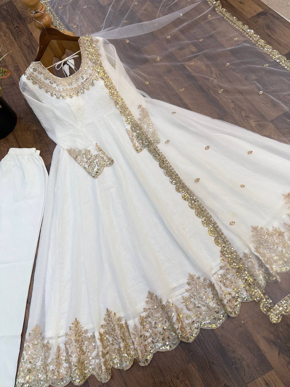 Karwa Chauth Special Designer Anarkali Gown Set with Heavy Sequin Embroidery & Net Dupatta 6 Karwa Chauth Special Designer Anarkali Gown Set with Heavy Sequin Embroidery & Net Dupatta