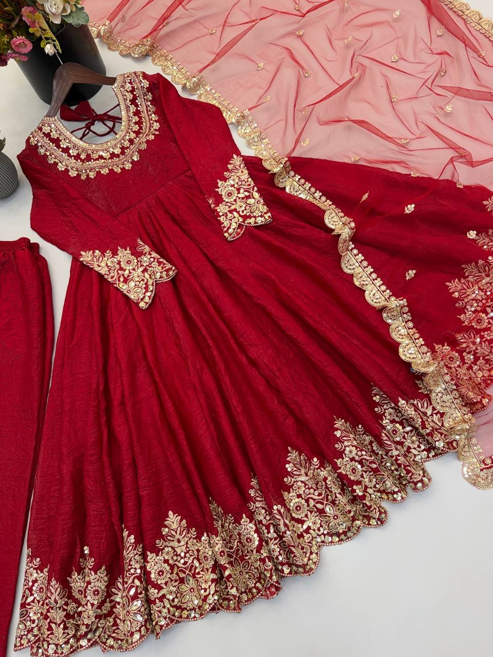 Karwa Chauth Special Designer Anarkali Gown Set with Heavy Sequin Embroidery & Net Dupatta 9 Karwa Chauth Special Designer Anarkali Gown Set with Heavy Sequin Embroidery & Net Dupatta