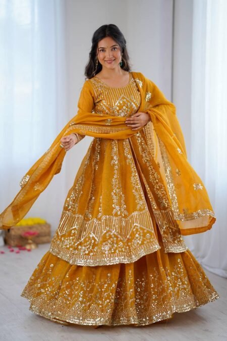 Premium Crunchy Silk Heavy Embroidered Lehenga Set with Dupatta for Women | Festive & Wedding Wear